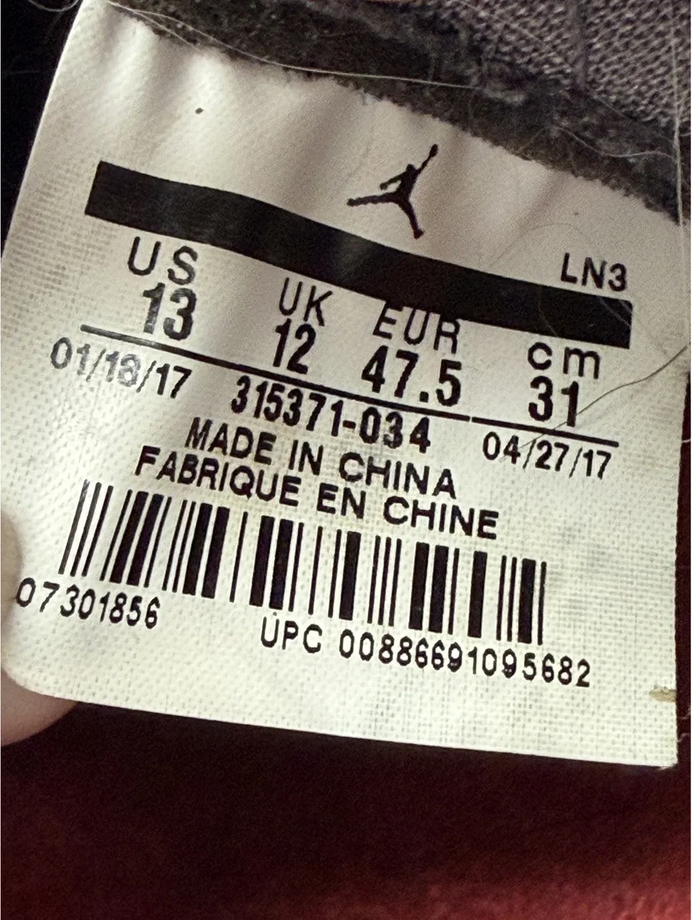 Jordan Spizike OG Black Cement Grey White Size 13